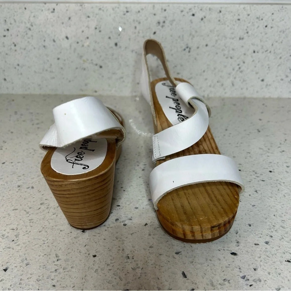 Free People Dune Wooden Beach White Leather Clog wood clog​​ - Picture 4 of 10